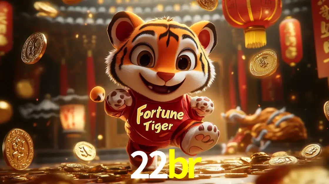 O alegre personagem do Fortune Tiger correndo sobre um caminho de moedas de ouro, simbolizando os grandes prêmios e a diversão do popular jogo de slot do 22br.